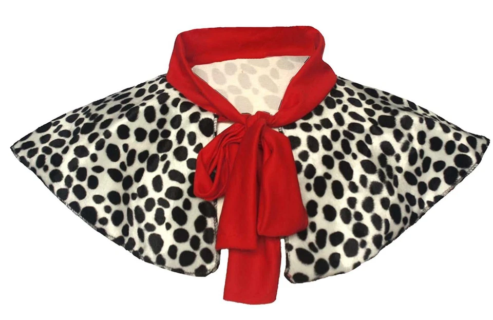 Cruella Deville Shawl Dalmatian Spot Valboa Fur With Red Polyester Tie - Image 1 of 1