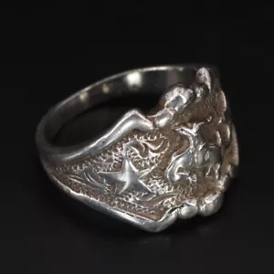 VTG Sterling Silver - WALKER Western Bucking Horse Men's Ring Size 8.5 - 7.5g - Picture 1 of 5