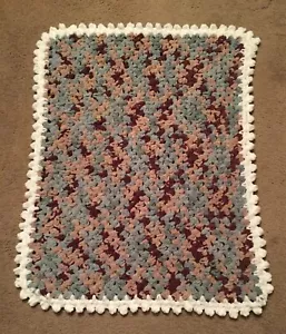 Brand New Hand Crocheted Soft PLUSH Baby Afghan Blanket Multi-Colored 32" x 26" - Picture 1 of 5