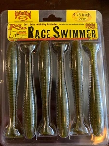 4.75" RAGE SWIMMER Fishing Bait/Lures 6-pk GREEN PUMPKIN Strike King RGSW434-46 - Picture 1 of 3