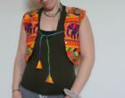 Waistcoat Embroidered elephant pompom boho hippy disco corset festival 
