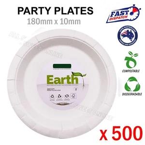 500x Party Plates 180mm Disposable Paper Catering Picnic Round Dinner Plate Bulk - Picture 1 of 6