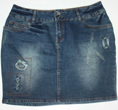 Falda vaquera Nine West Jeans nueva sin etiquetas para mujer talla 10 15,5" con acabado destruido Foto 1 de 2