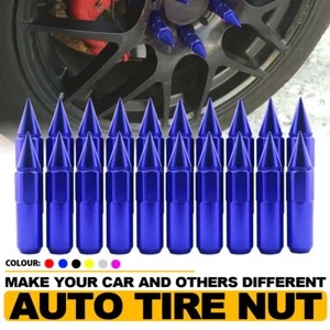 20 PCS Blue M12X1.5mm Lug Nuts Spiked Extended Tuner Aluminum Wheels Rims Cap - Picture 1 of 10