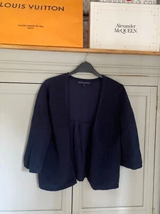 FRENCH CONNECTION Navy Cardigan Size M Medium Ribbed Classic Elegant Shrug Wrap - Picture 1 of 11