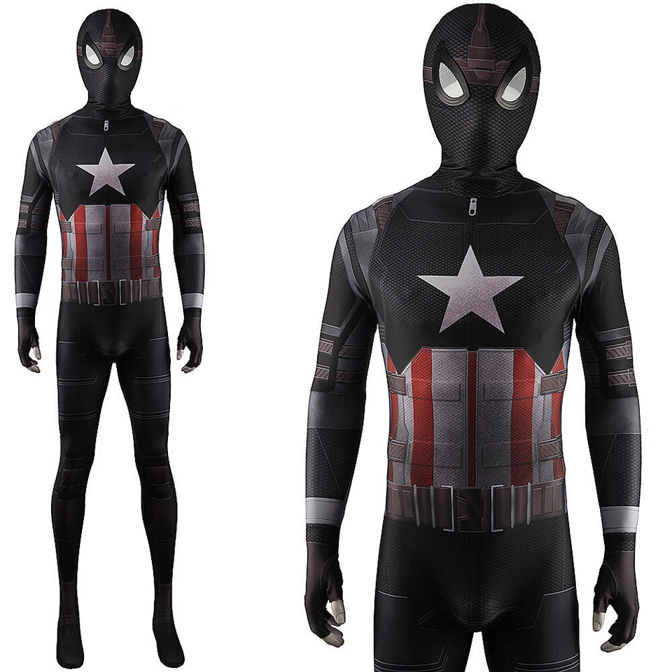 Captain America Stealth Spiderman Jumpsuit Cosplay Superhero Costume Halloween - Image 1 of 4