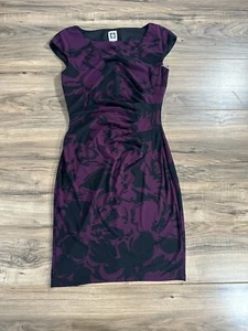 Anne Klein ärmelloses Kleid lila & schwarz Blumenmuster Damengröße 4 " - Bild 1 von 7