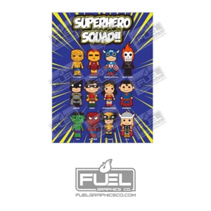 13 Super Hero Premium Stickers - Kids Party Favor Sheet - DC & Marvel Characters - Picture 1 of 2