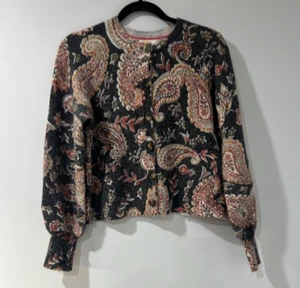 Boden Black Paisley Alpaca Blend Cardigan Size 4 - Picture 1 of 6