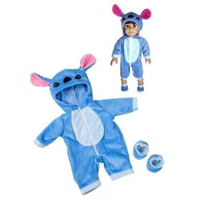 NEW Lilo & STITCH COSTUME + SLIPPERS For 18" American Girl Doll Blue Soft Velour - Picture 1 of 9
