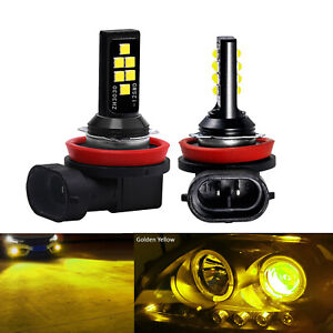 2x H11 H9 H8 Golden Yellow LED Bulbs SMD 3030 Fog Driving Light Super Bright