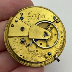 42.8mm Dyer & Sons London Antique Fusee Chain Pocket Watch Movement PARTS SPARES - Picture 1 of 20