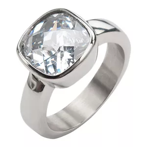 Women's Stainless Steel clear square CZ ring SZ 6 - Picture 1 of 2