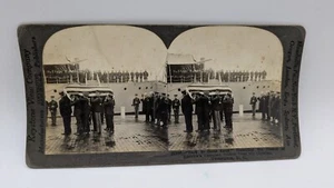 WW1 Scheda Stereoscopica ANTICA AMERICA SOLDATO SCONOSCIUTO TORNA A CASA DAL SUO NATIVO.. - Foto 1 di 2