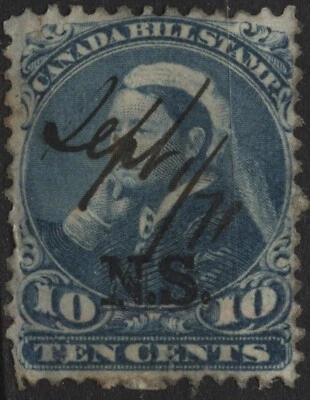 Canada 1868 VanDam #NSB11 10c blue, Nova Scotia Bill Stamp, used - Image 1 of 2