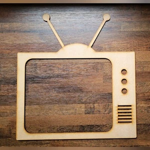Large Retro TV MDF Craft Shape 10-60cm Wooden 3mm 6mm Decoration Embellishment - Picture 1 of 14