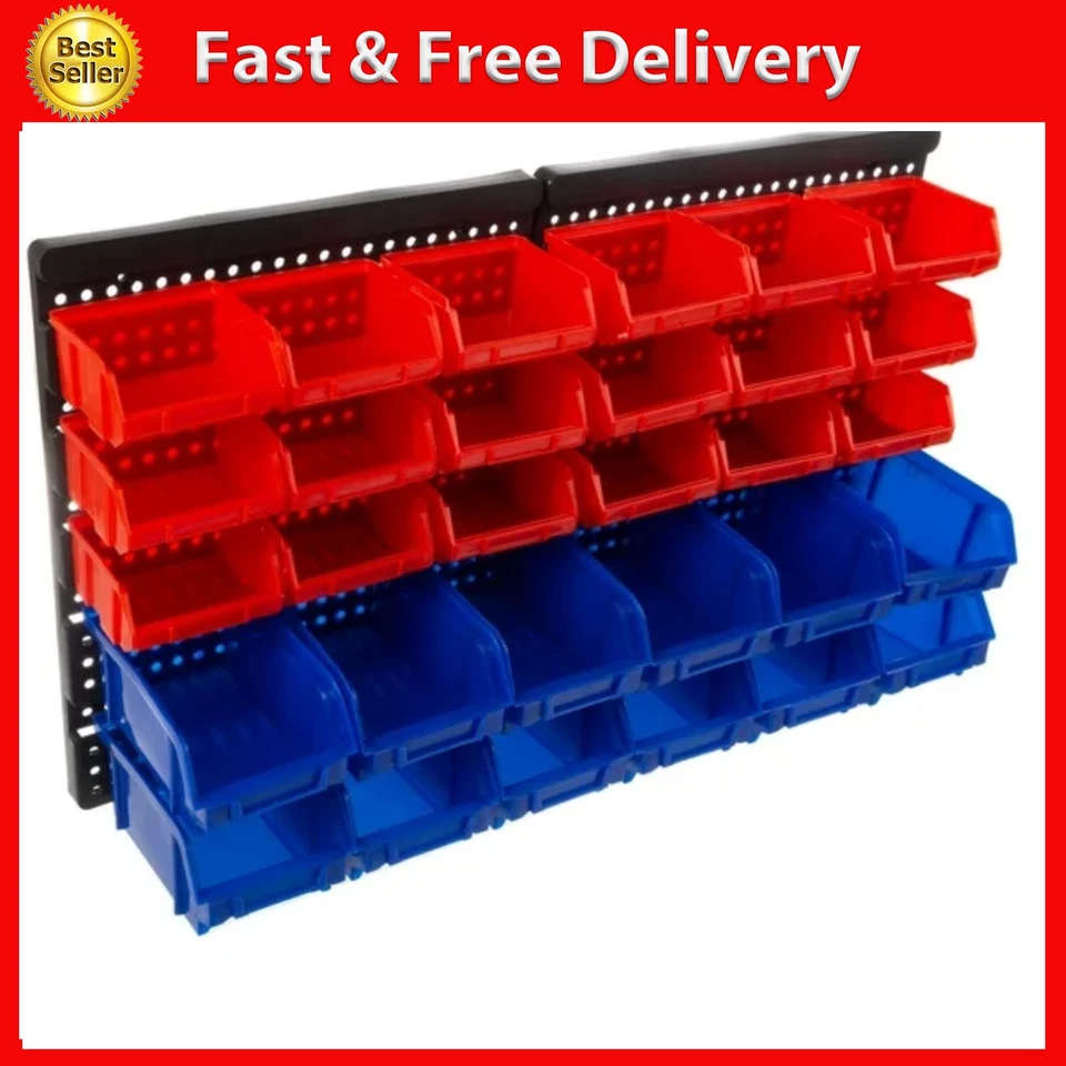 Contenedores de almacenamiento de garaje montados en StWa de 30 compartimentos (rojo/azul) Foto 1 de 4