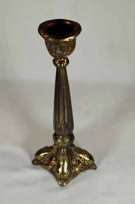 Candelabro de metal vintage estilo barroco latón 10" candelabro cónico pesado Foto 1 de 4