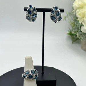 Orecchini Anello RSI Colleen Lopez Londra Topazio Bianco Blu Epitome di Incantevole - Foto 1 di 14