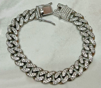 "Pulsera de hielo Miami Cuban 11,5 mm circonita cúbica 9"" cerradura de caja nueva BLING PARA HOMBRES NUEVA SIN ETIQUETAS" Foto 1 de 4