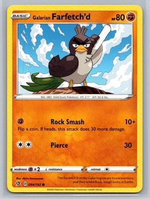 Galarian Farfetch'd #094/192 SWSH02: Rebel Clash Common - Pokemon Cards G16 - Image 1 of 2