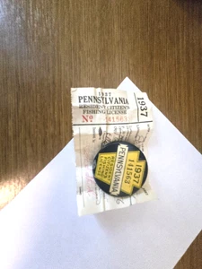 1937 PENNSYLVANIA FISHING LICENSE BUTTON WITH MATCHING PAPER - Picture 1 of 4