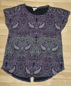 Women's Lucky Brand Short Sleeve Shirt Size Large  EUC Paisley - Picture 1 of 5