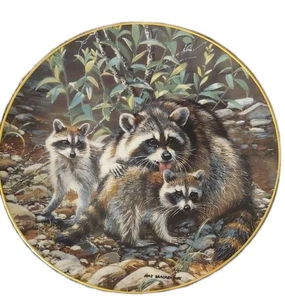 Vtg Raccoon Family By Amy Brackenbury Woodland Creatures The Danbury Mint Plate  - Picture 1 of 2