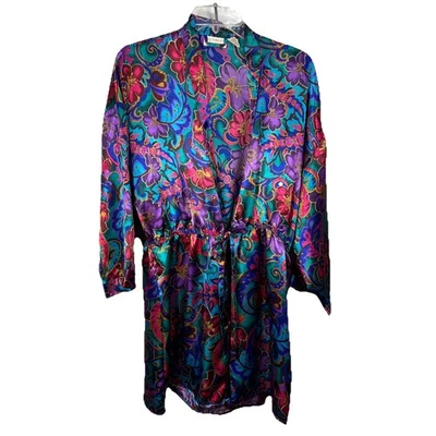 Bata Floral Multicolor Etiqueta Dorada Victoria's Secret Vintage Talla P/S Foto 1 de 4