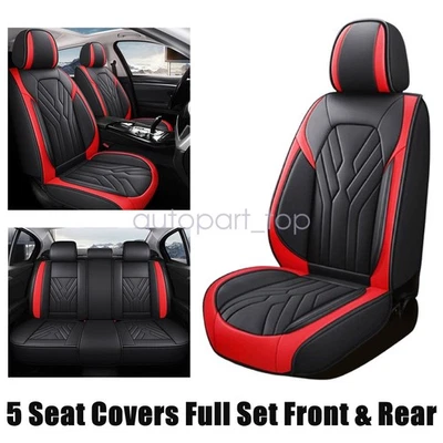 Juego completo de funda envolvente de 5 asientos para Toyota RAV4 almohadilla de cuero delantera trasera negra y roja Foto 1 de 4