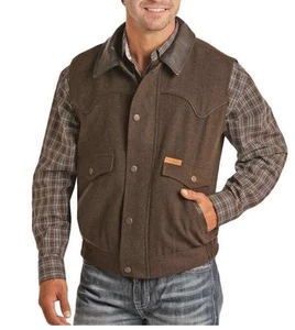 Chaleco de Lana Powder River Outfitters Heather Holbrook 3XL Marrón Western Country Nuevo - Imagen 1 de 12