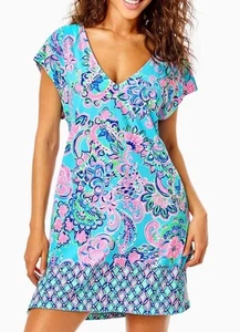 Lilly Pulitzer Sm Talli Cover up Dress Blue Horizon Jungle Sunrise Beach Stretch - Picture 1 of 9