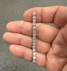 14K White Gold Approx. 3cts Natural Diamond Tennis Pendant - Picture 1 of 7