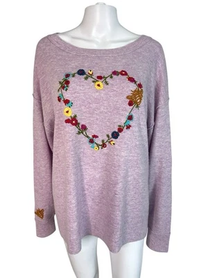 Suéter Sundance Mezcla Lana Lavanda Bordado Blooming Love Para Mujer Talla XL Foto 1 de 4