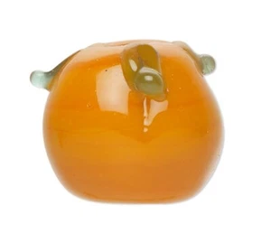 8 Lampworked Glass Orange 12x13mm Pumpkin with Leaves Halloween Beads * - Picture 1 of 4