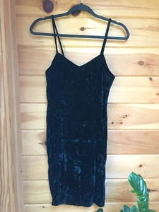 vintage 90s Dark Teal Velvet dress - Picture 1 of 7
