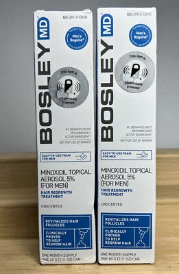 (2)  Bosley MD Minoxidil Topical Aerosol Foam 5% for  MEN  2.11oz  Exp. 11/2023 - Image 1 of 4