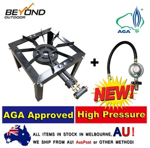 IGNITE 2 Ring HIGH PRESSURE Black Burner Gas Burner 6.9kPa 38MJ/h 1.5m Hose - Picture 1 of 2