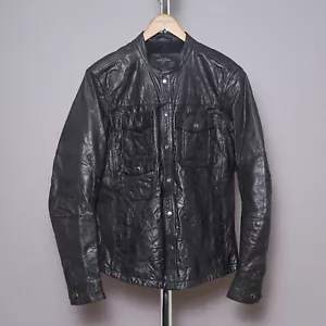 ALL SAINTS Leather Shirt Jacket SMALL Black Mens Moto DENSIG Biker Celebrity S - Picture 1 of 18