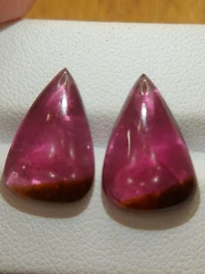 Bi color Tourmaline cabochons - loose natural multi color gem 13.25 CTS - Picture 1 of 13