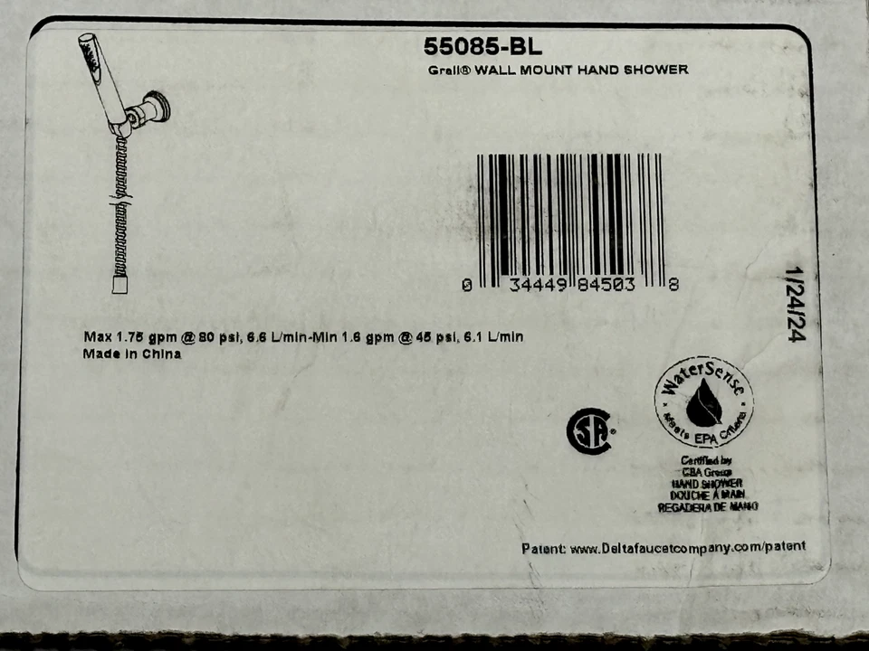 Delta Faucets 55085-BL Single-Setting Wall Mount Hand Shower - Black