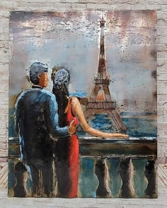 European Finery Eiffel Tower 1 Hand Painted 3D Metal Wall Art, 40" x 32" Decor - Picture 1 of 10