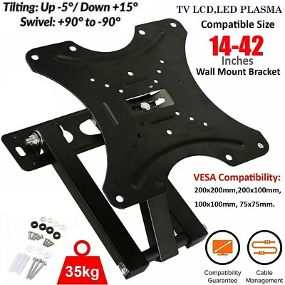 14-42" Inch TV Wall Mount Bracket Tilt Swivel 3D LED LCD TV For Sony LG Sharp UK - Image 1 of 4