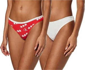 Calvin Klein CK One Ladies Thong/Strings White/ Star print Large - Picture 1 of 6