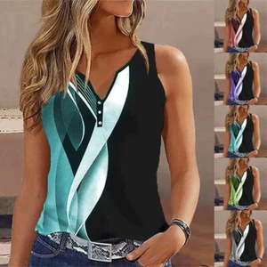 Womens Vest Sleeveless Cami Top Ladies Strappy plus Size Shirt Tops Tee Tank UK - Picture 1 of 12