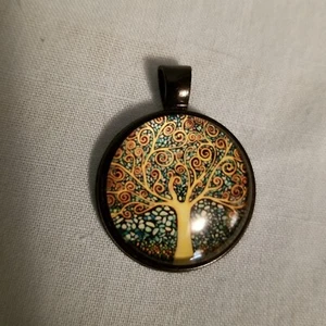 Tree pendant, black metal, Tree of Life New Age Hippie Nature Lover Art Nouveau - Photo 1 sur 4