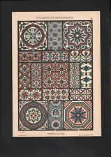 Grafik um 1905: Historische Ornamente: Italienische Renaissance Fayence-Platten