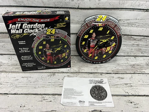 2015 Nascar Enjoy The Ride Jeff Gordon Hanging Racing Race Car Wall Clock W/Box Cover