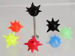 UV Silikon Spiked ZUNGE STANGE SET = 6 x verschiedene Kappen + 1 x 12 mm Langhantel - Bild 1 von 1