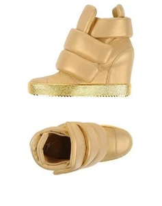 Giuseppe Zanotti Metallic Gold Leather 38.5 8 Sneaker High Top Boots Italia NUOVO - Foto 1 di 11